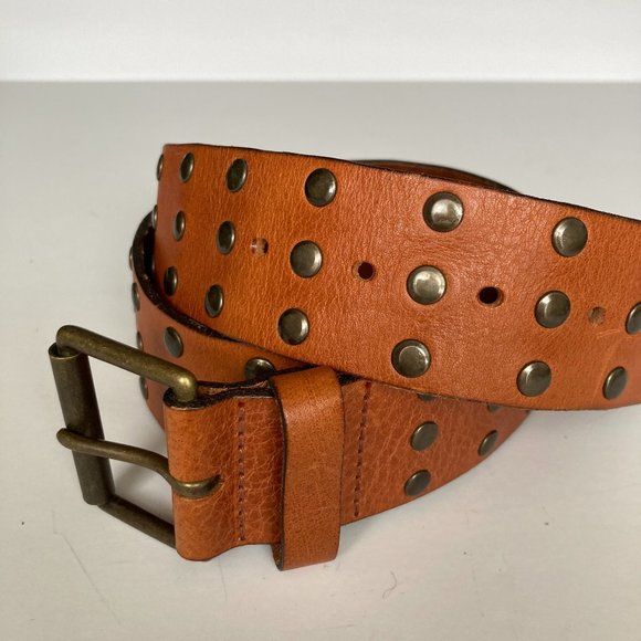 Brown Leather Belt with Grommets - Picture 1 of 6